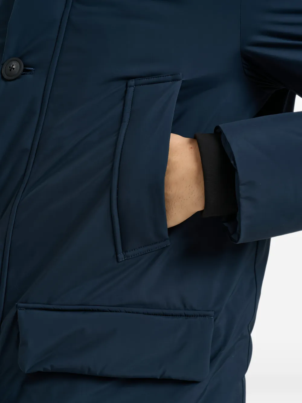 Woolrich hooded button-fastening coat Blauw