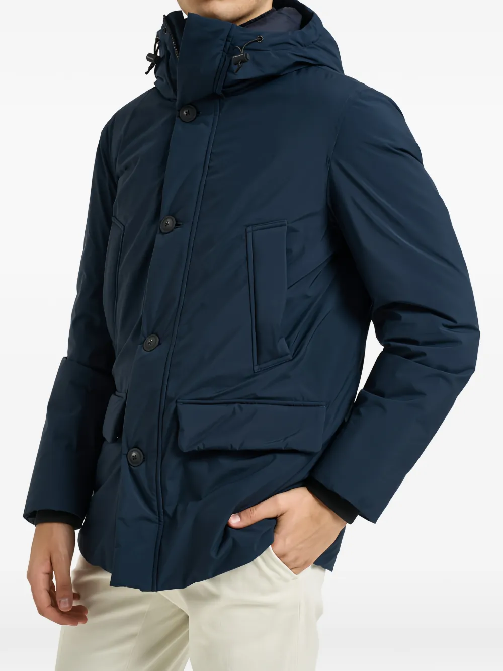 Woolrich hooded button-fastening coat Blauw