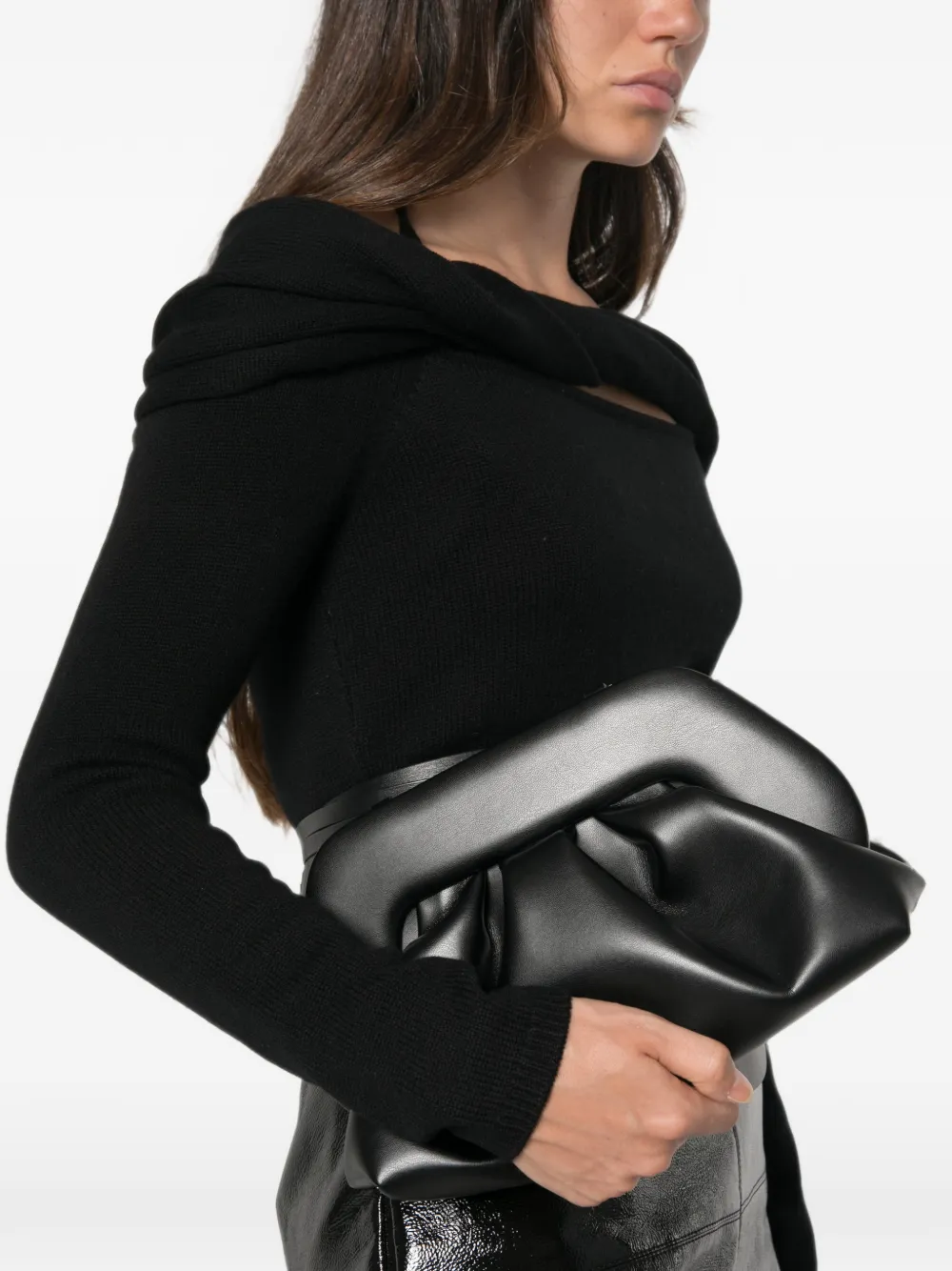 Themoirè Bios clutch met ruches Zwart