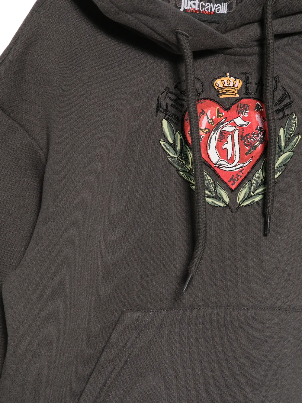 Just Cavalli Kids Hoodie met grafische print en trekkoord Grijs