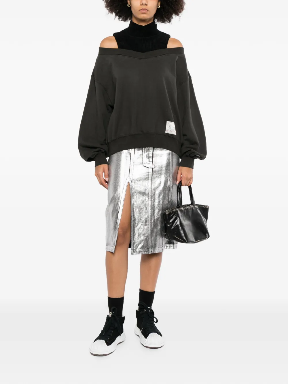 Maison MIHARA YASUHIRO Trui met open schouders en vlakken Grijs