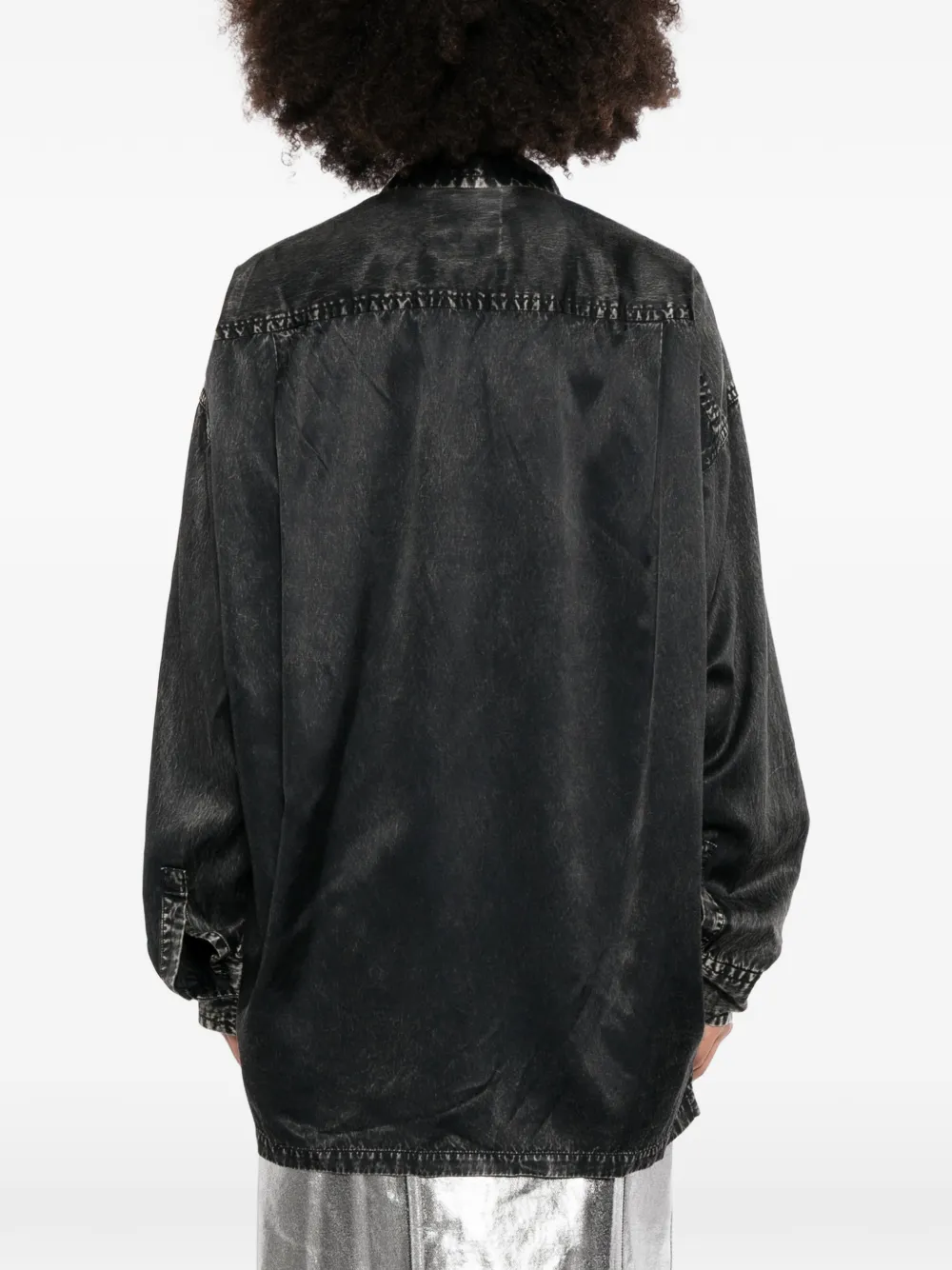 Maison MIHARA YASUHIRO acid-wash logo-patch shirt Zwart