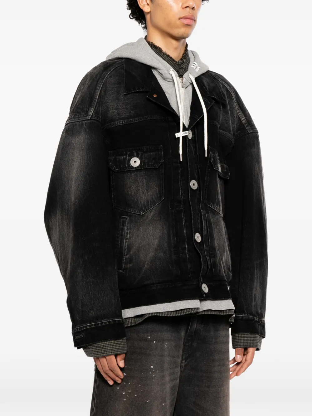 Maison MIHARA YASUHIRO Drielaags denim jack Zwart