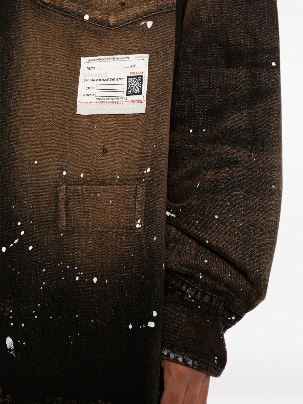 Maison MIHARA YASUHIRO Denim overhemd met platte kraag Bruin
