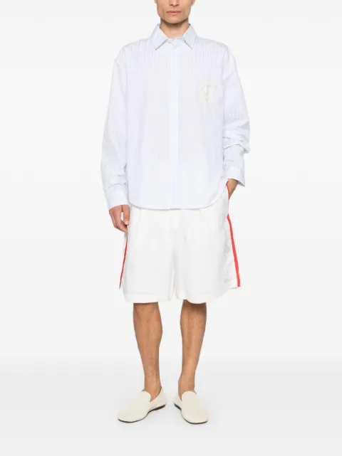 Jacquemus vertical-stripe logo-patch shirt
