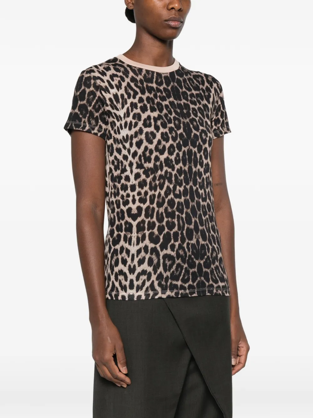 Baserange T-shirt met luipaardprint Beige