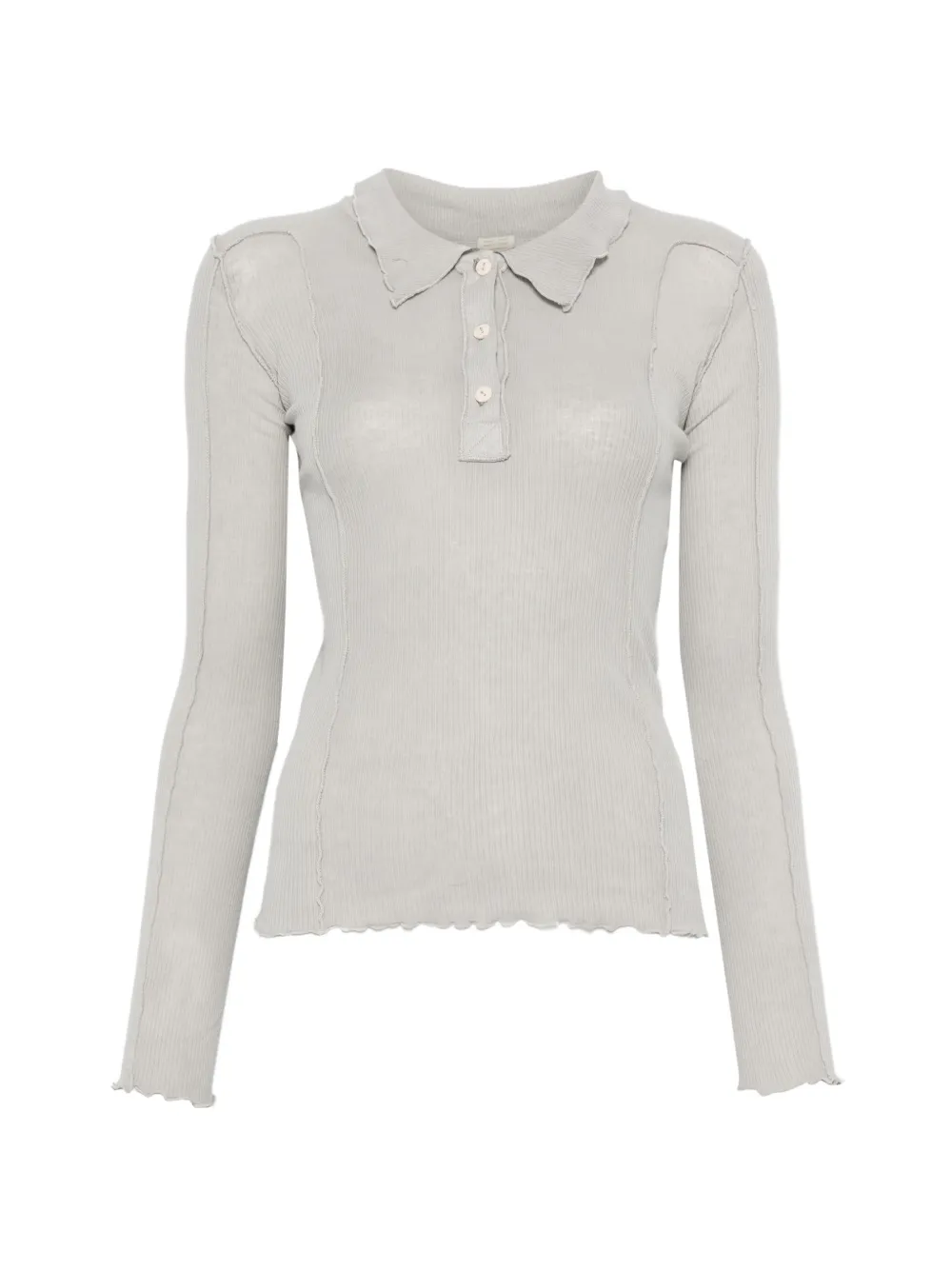 Baserange Omato ribbed-knit polo-collar top