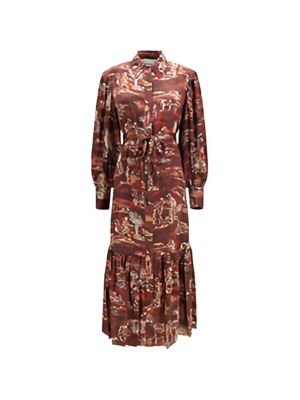 ALEMAIS Ezra silk maxi shirt dress - Marrone