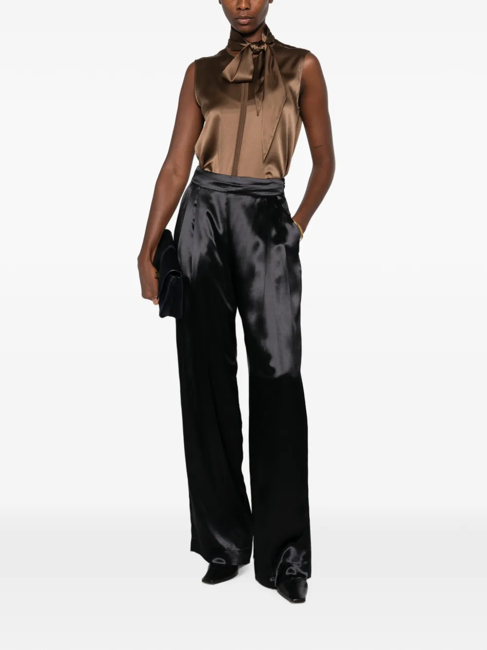 Dorothee Schumacher Sence of Shine mouwloze top met strikdetail Bruin