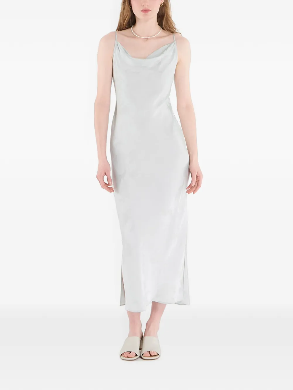 Calvin Klein Jacquard-pattern Cowl-neck Midi Dress In Gray