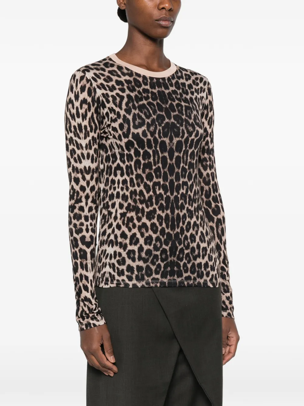 Baserange T-shirt met luipaardprint Beige