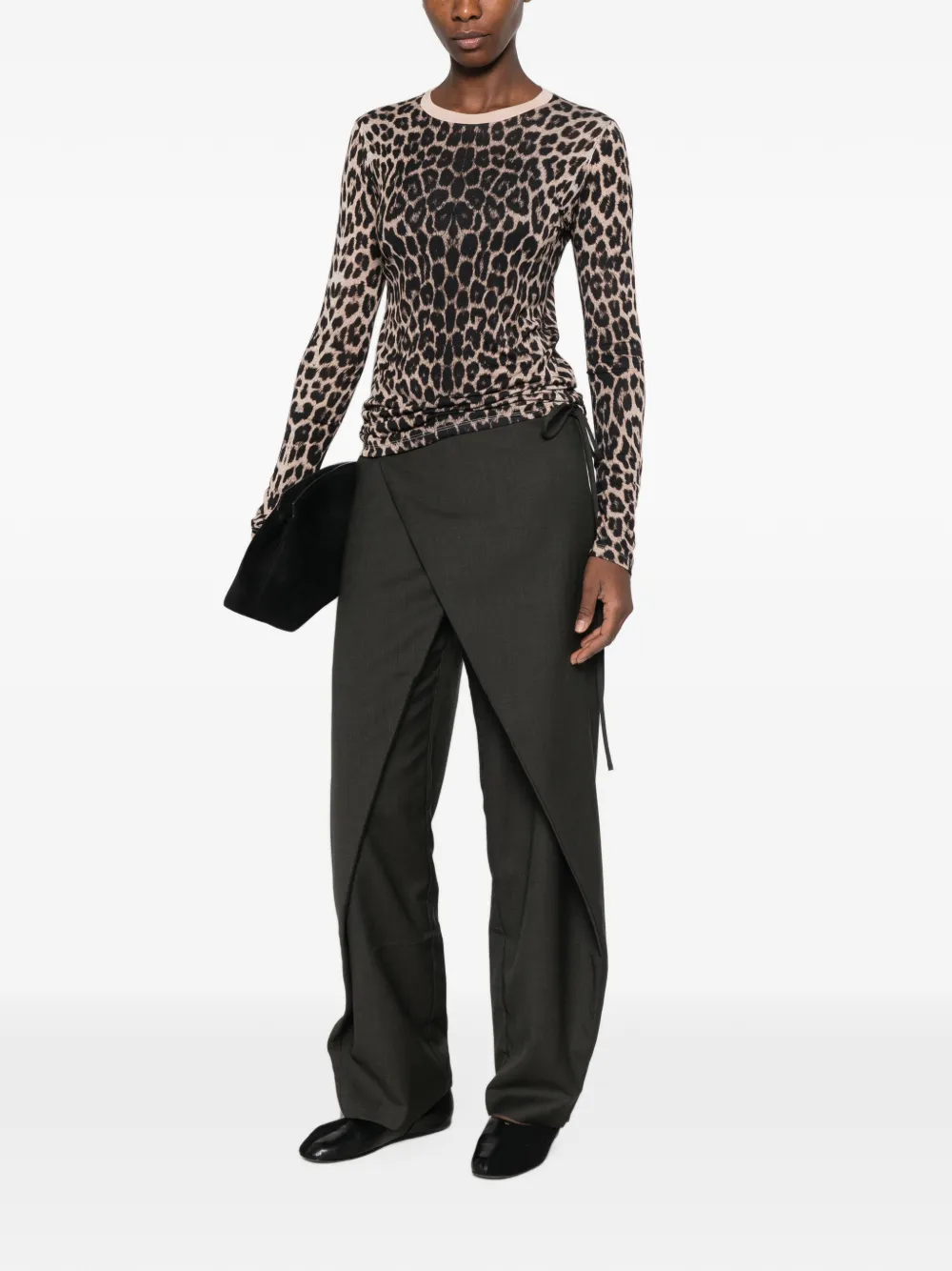 Baserange T-shirt met luipaardprint Beige