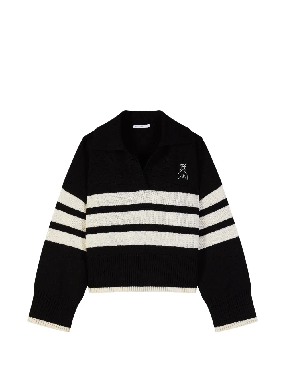 Patrizia Pepe striped polo-collar sweater - Schwarz