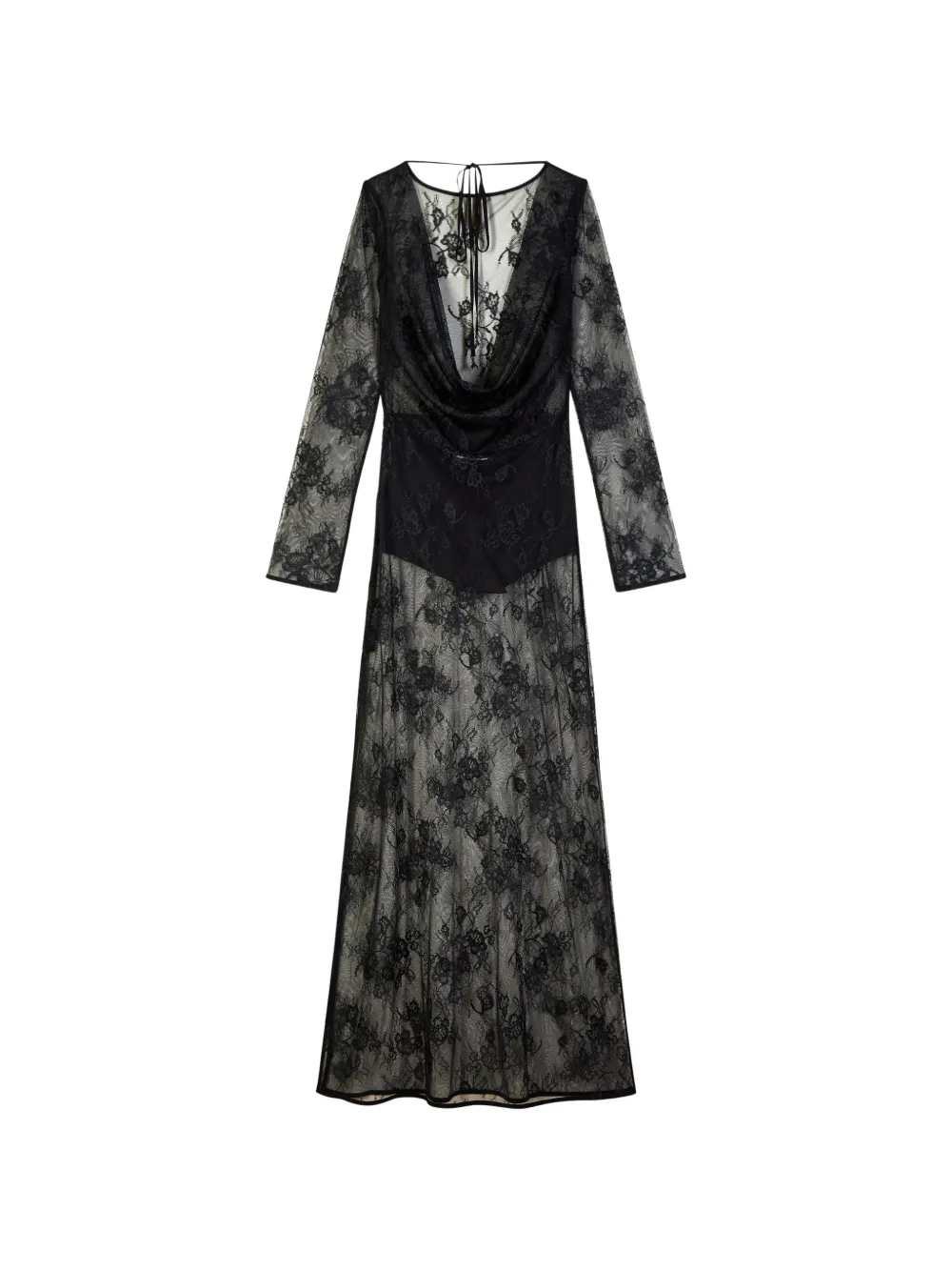 Patrizia Pepe Maxi-jurk met bloemenkant Zwart