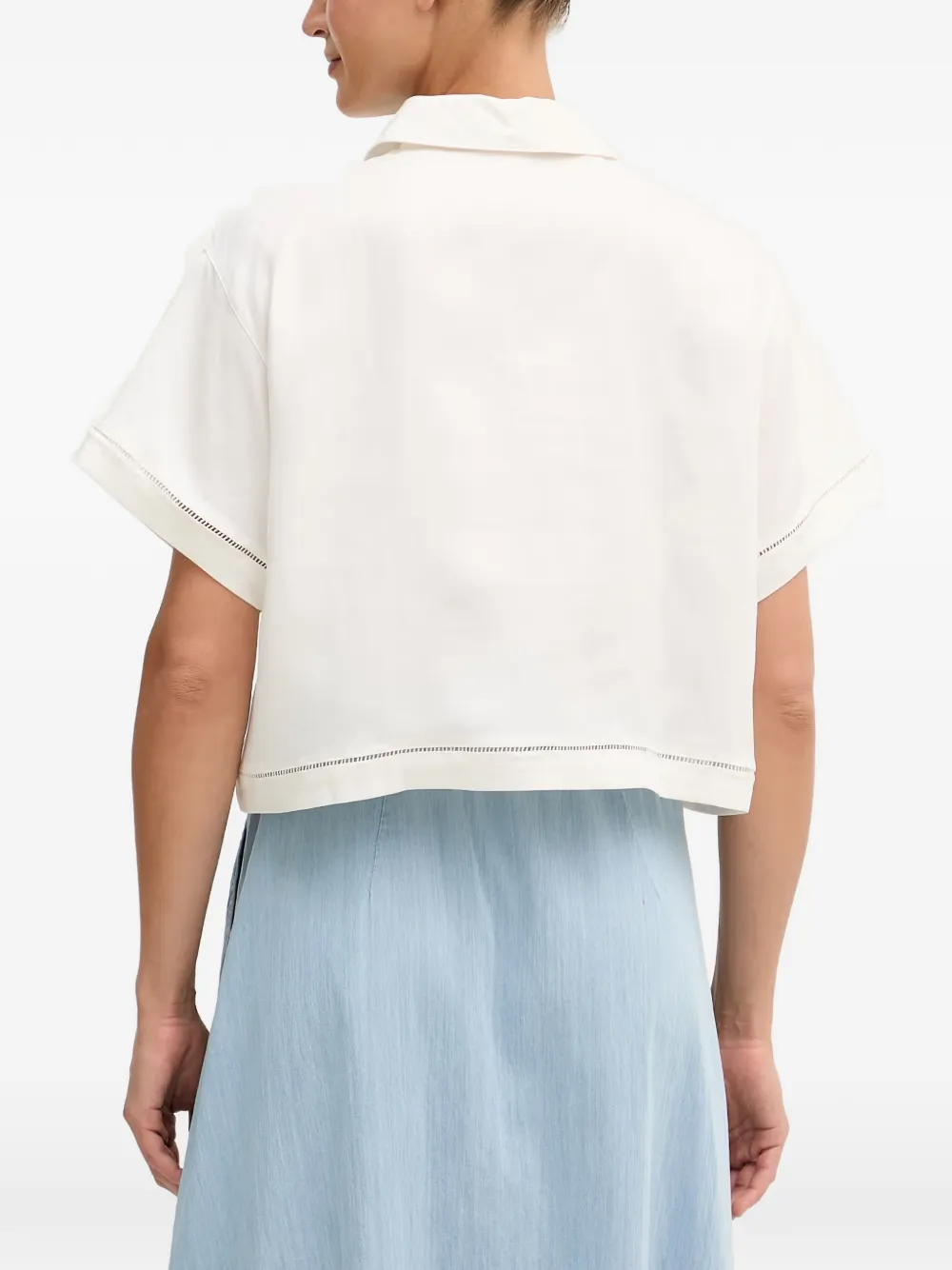 Lacoste Cropped blouse met ladderstiksel Wit