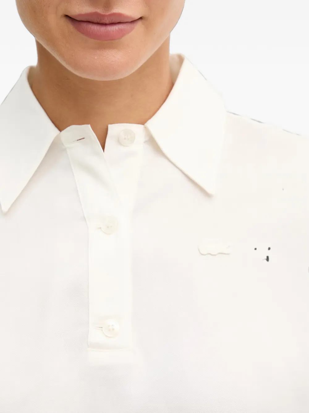 Lacoste Cropped blouse met ladderstiksel Wit
