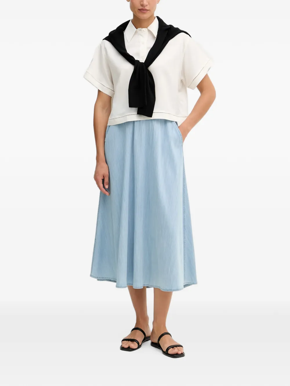 Lacoste Cropped blouse met ladderstiksel Wit
