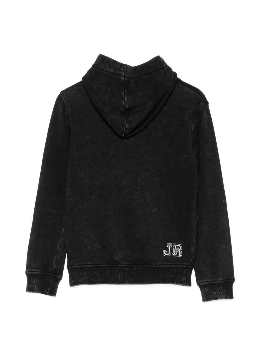 John Richmond Junior Hoodie met geborduurd logo en acid-wassing Zwart