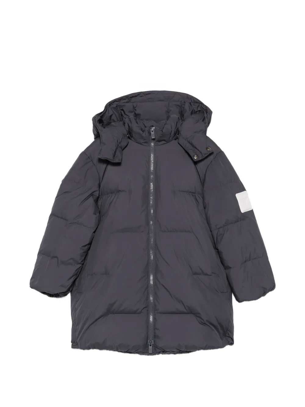 Emporio Armani Kids logo-patch hooded padded coat - Grigio