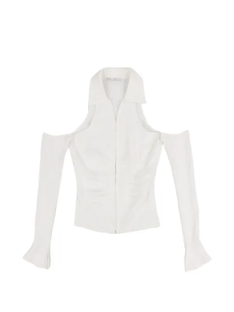 BOHEMSEO cold-shoulder ruched blouse
