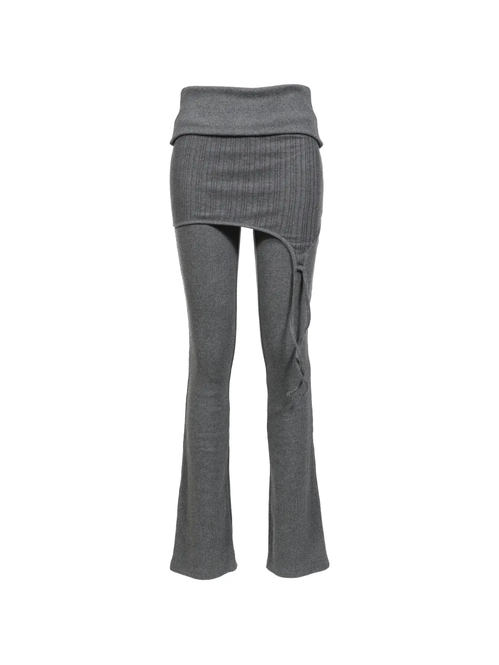 BOHEMSEO layered ribbed-knit flared trousers