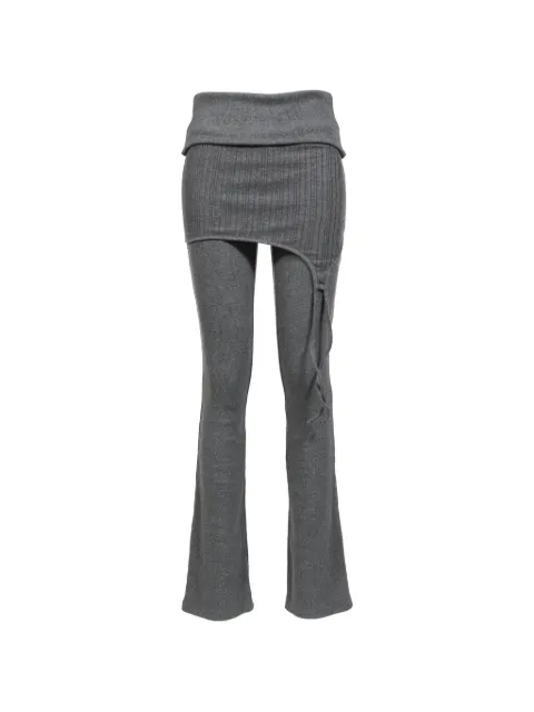 BOHEMSEO layered ribbed-knit flared trousers