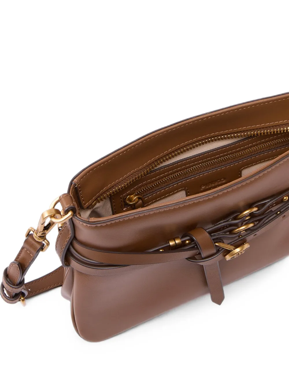 PINKO Love Birds schoudertas met studs Bruin