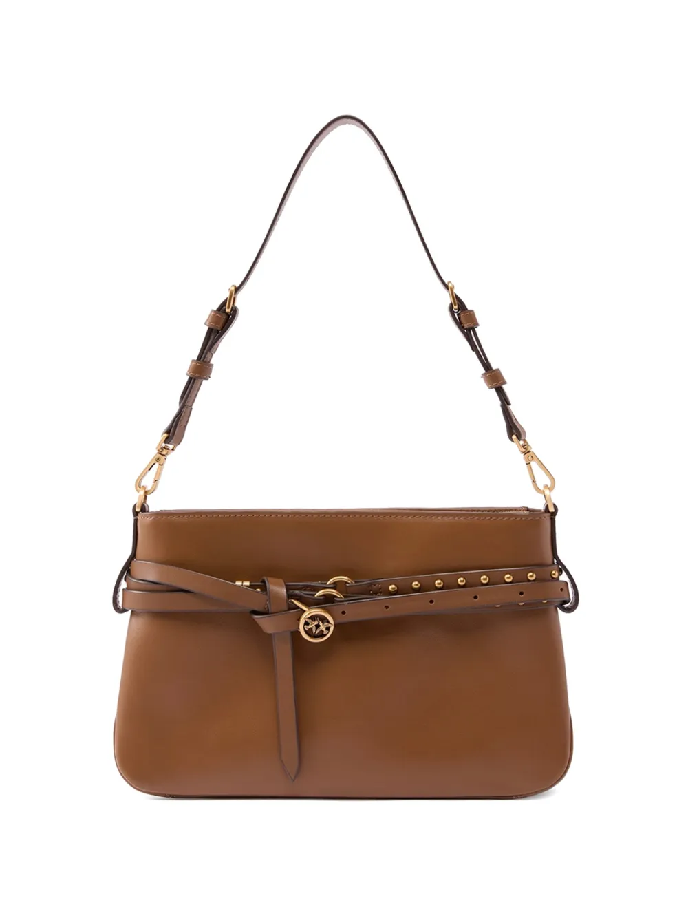 PINKO studded Love Birds shoulder bag - Marrone