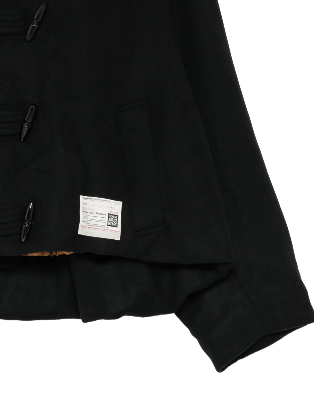Maison MIHARA YASUHIRO Duffeljack met opgerolde zoom Zwart