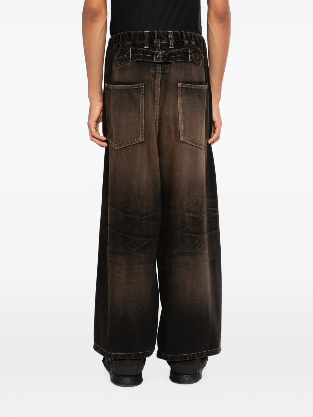 Maison MIHARA YASUHIRO Gelaagde denim trainingsbroek Zwart