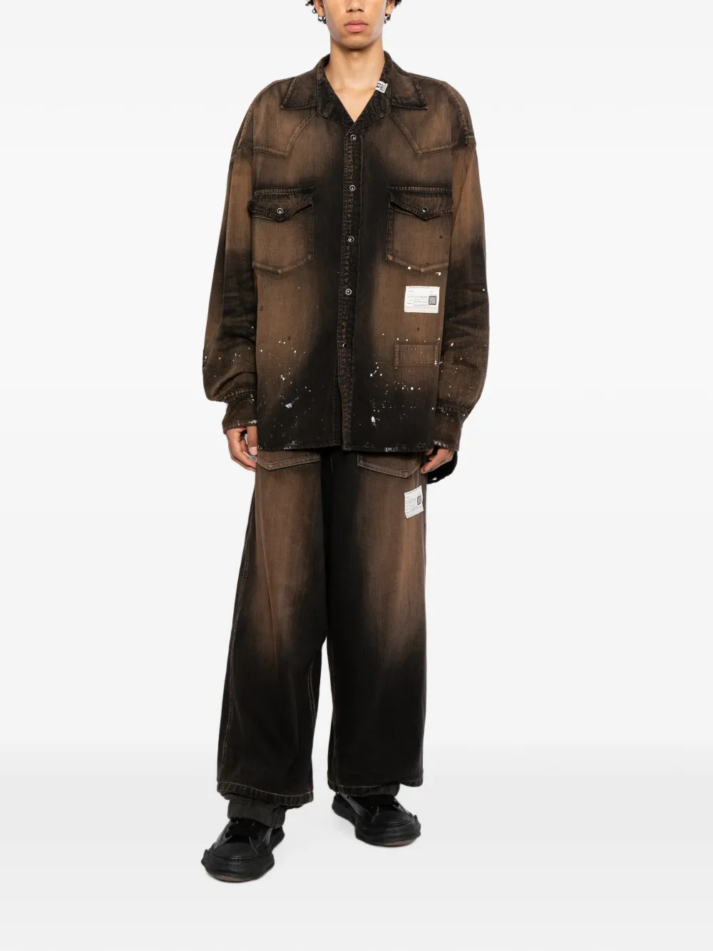Maison MIHARA YASUHIRO Gelaagde denim trainingsbroek Zwart