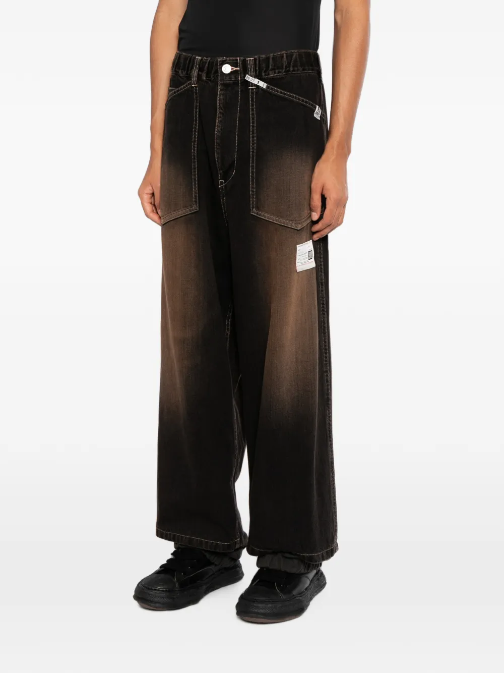 Maison MIHARA YASUHIRO Gelaagde denim trainingsbroek Zwart