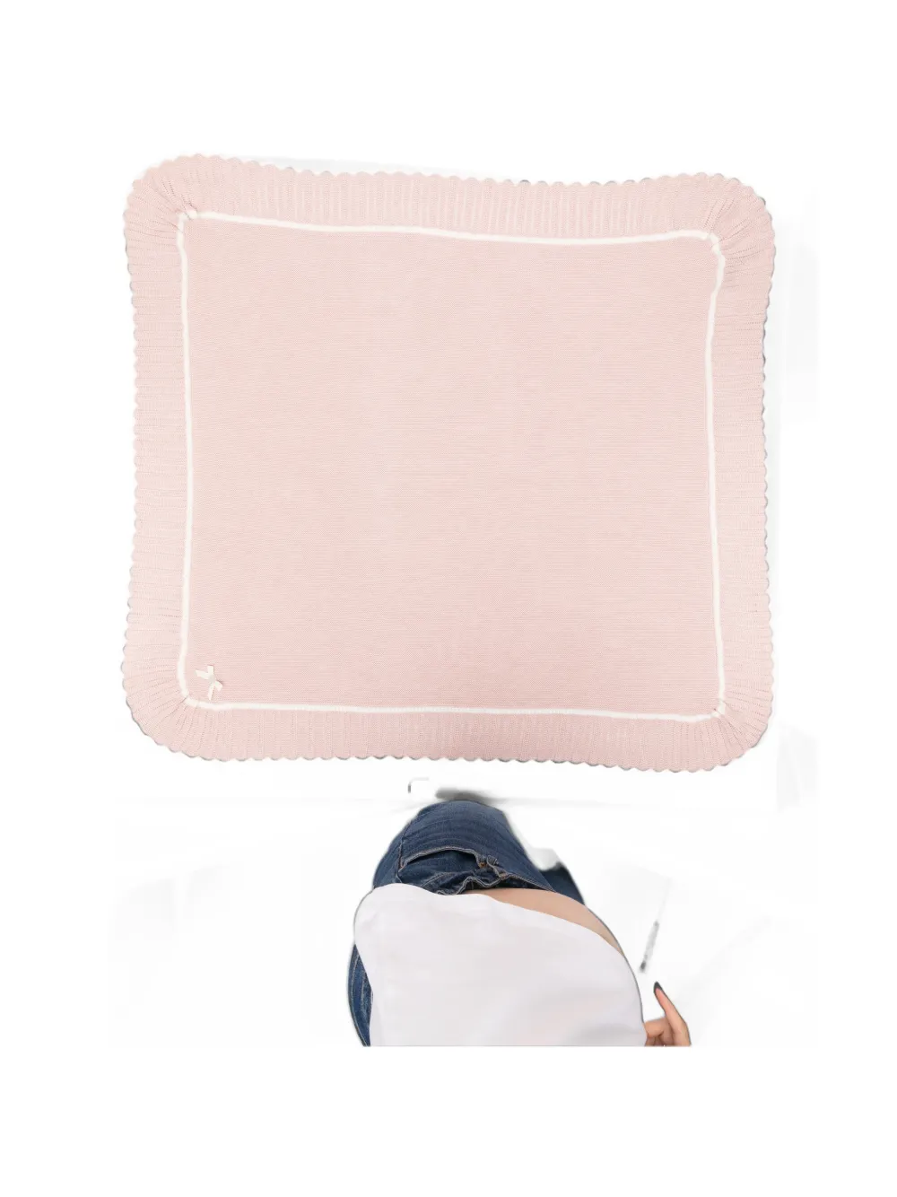Paz Rodriguez bow-detail knitted blanket - Rosa