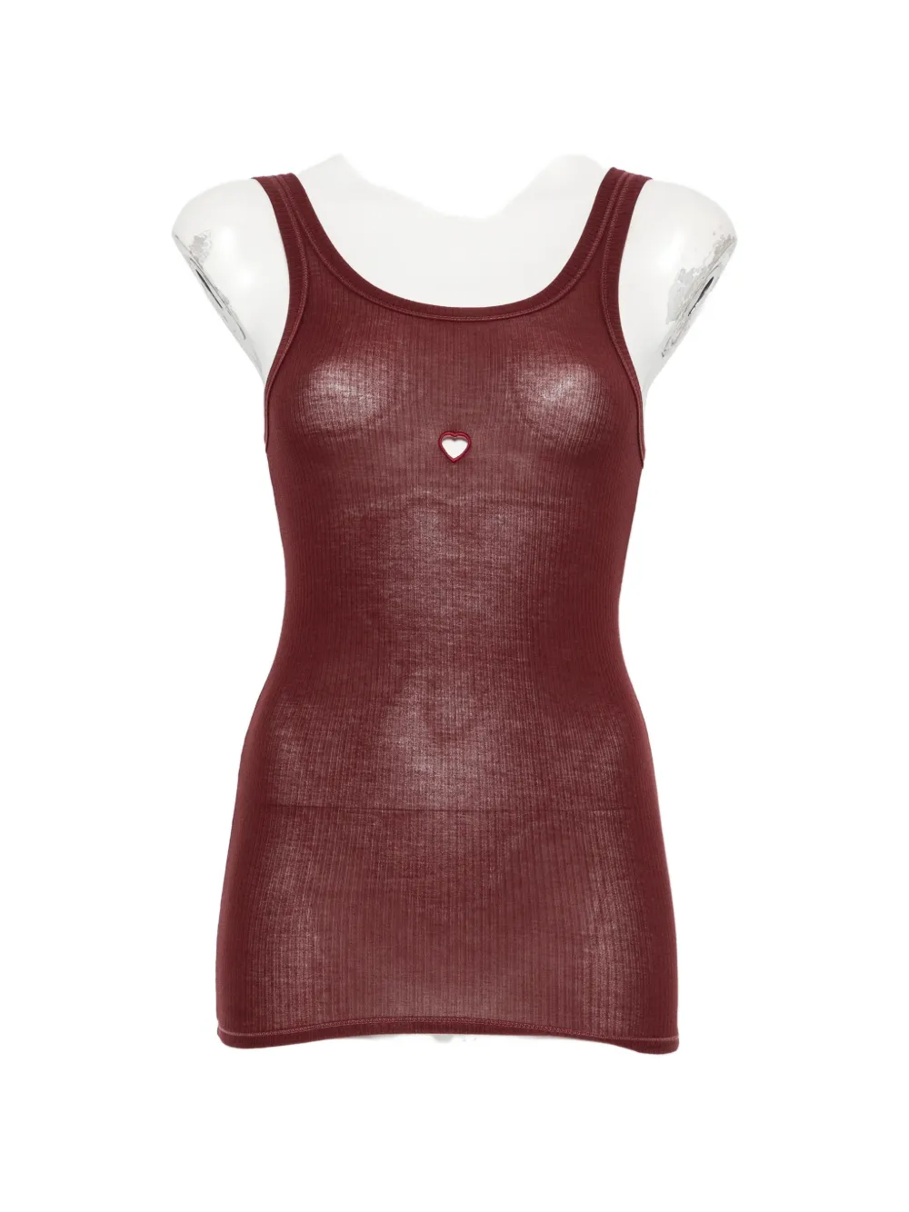 Baserange Heart ribbed-knit tank top - Rosso