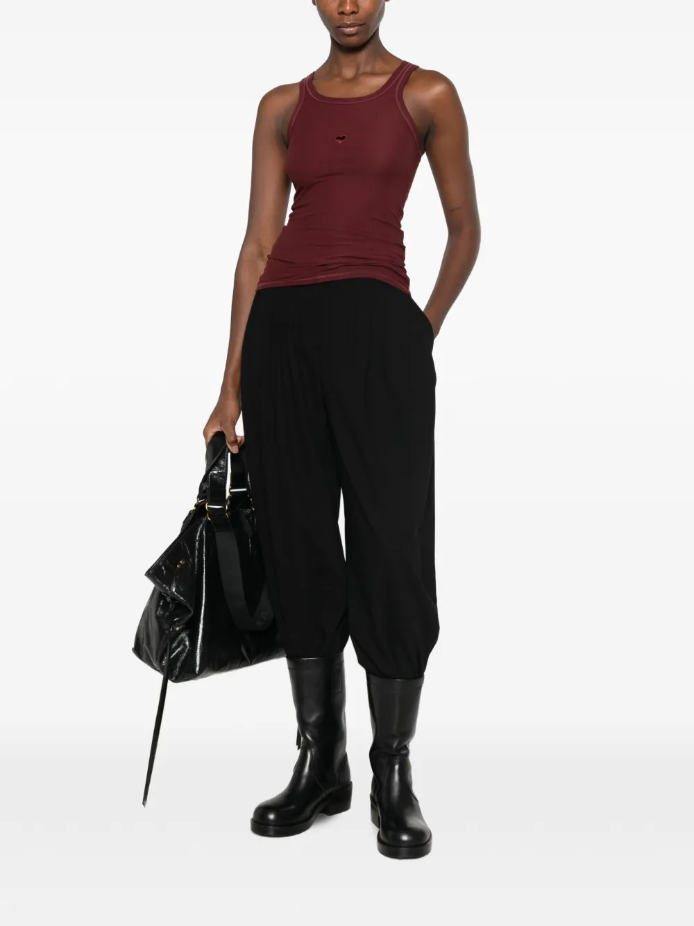 Baserange Heart ribgebreide tanktop Rood