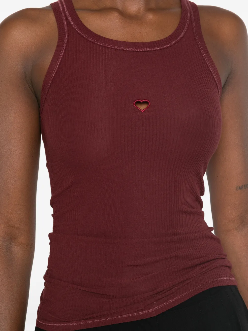 Baserange Heart ribgebreide tanktop Rood