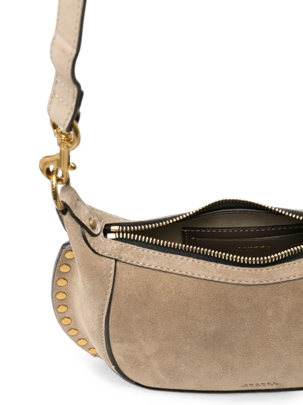 ISABEL MARANT Oskan Moon schoudertas met studs Beige