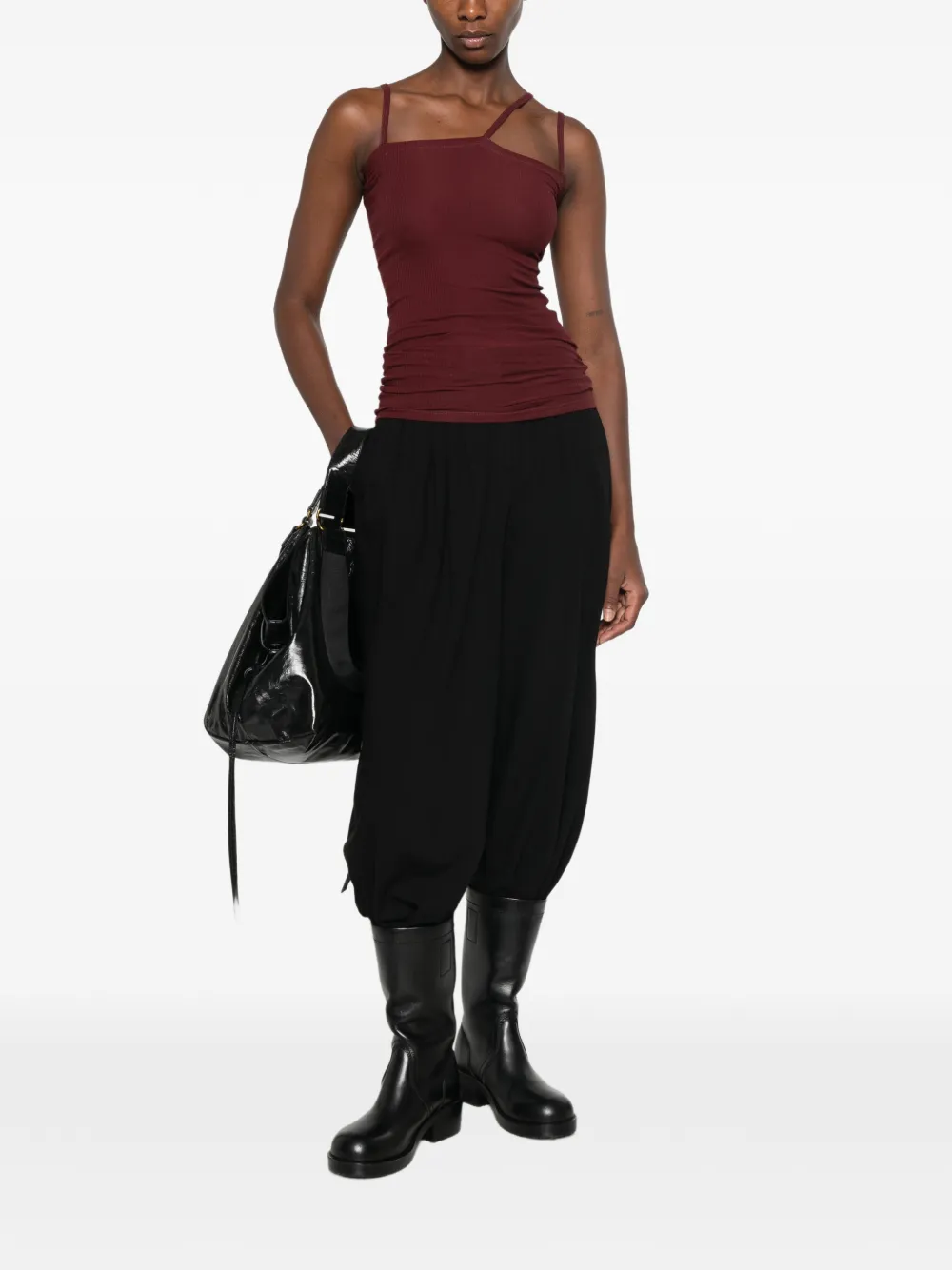 Baserange ribbed asymmetric tank top Rood
