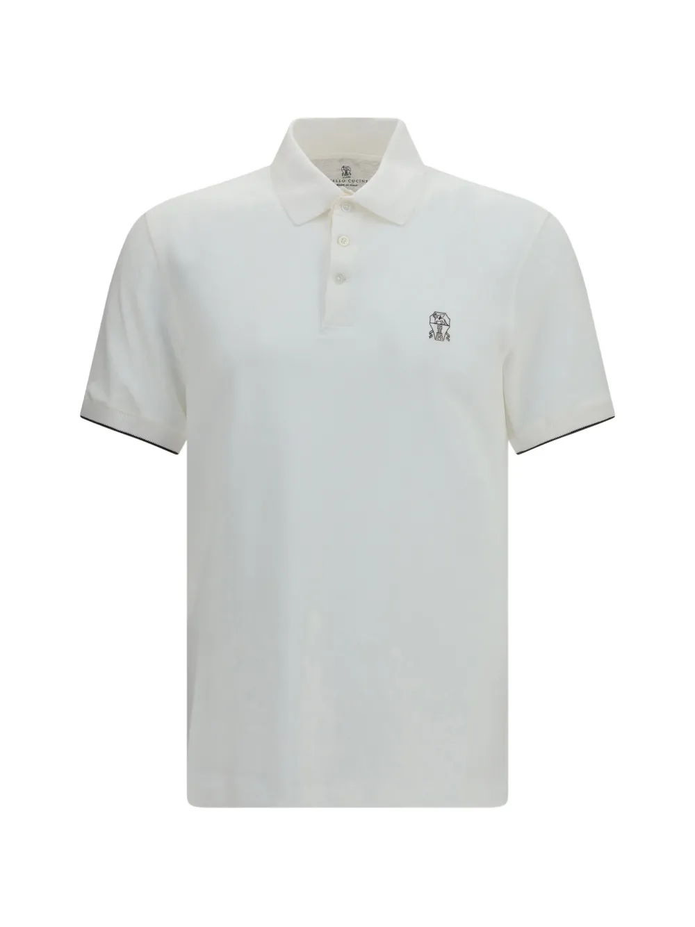 Brunello Cucinelli logo-embroidered polo shirt - Bianco