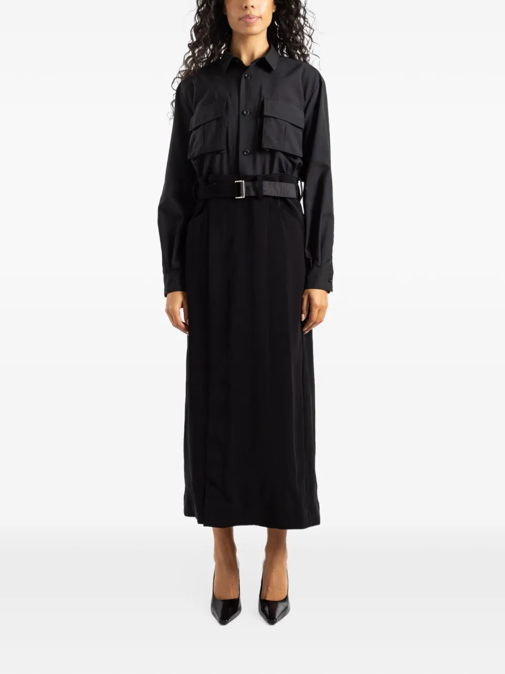 sacai satin midi dress - Nero