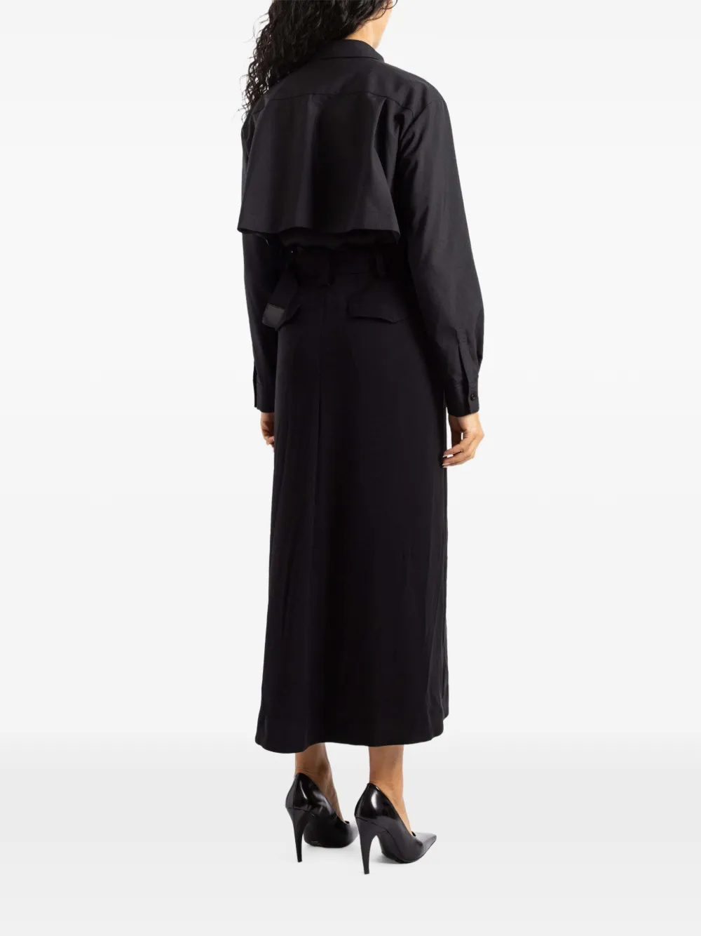 sacai satin midi dress Zwart