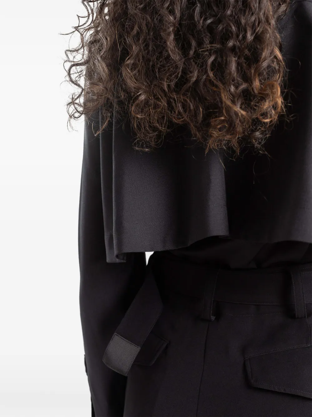 sacai satin midi dress Zwart