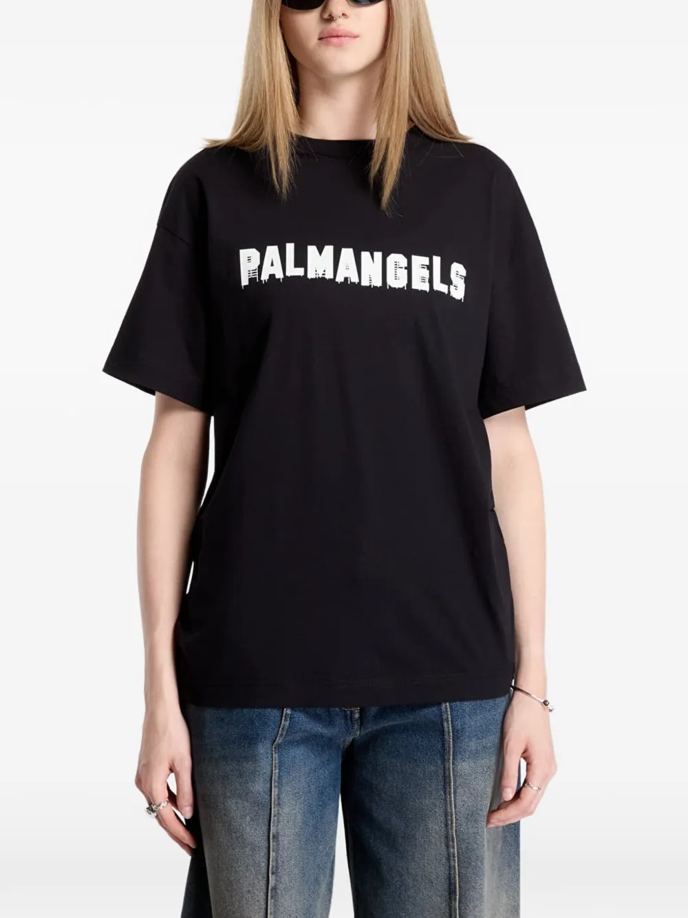Palm Angels T-shirt met logoprint Zwart