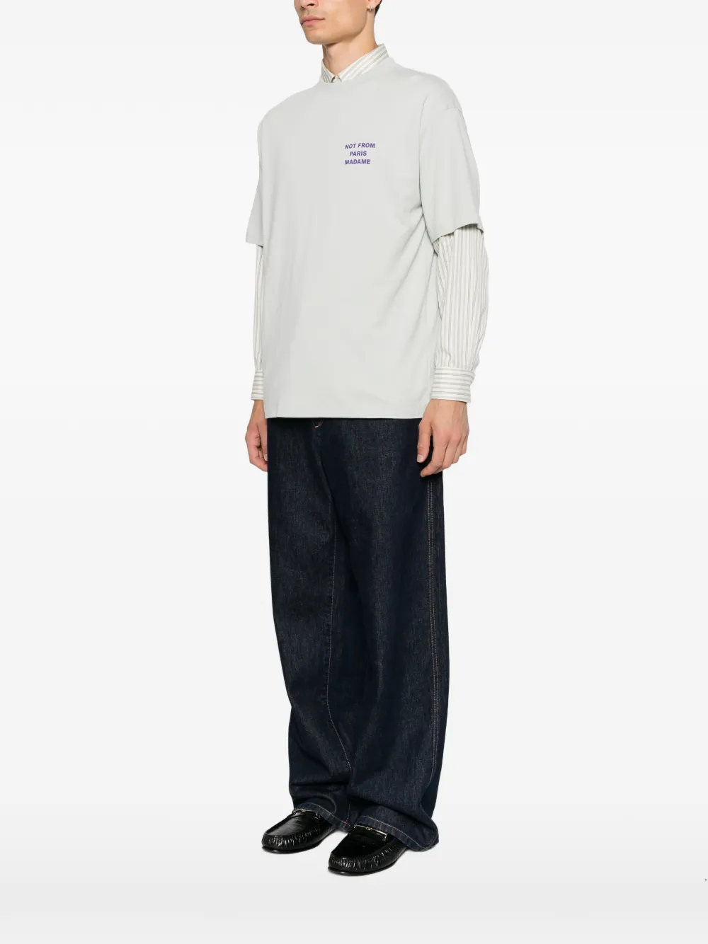 Drôle De Monsieur T-shirt met print Grijs