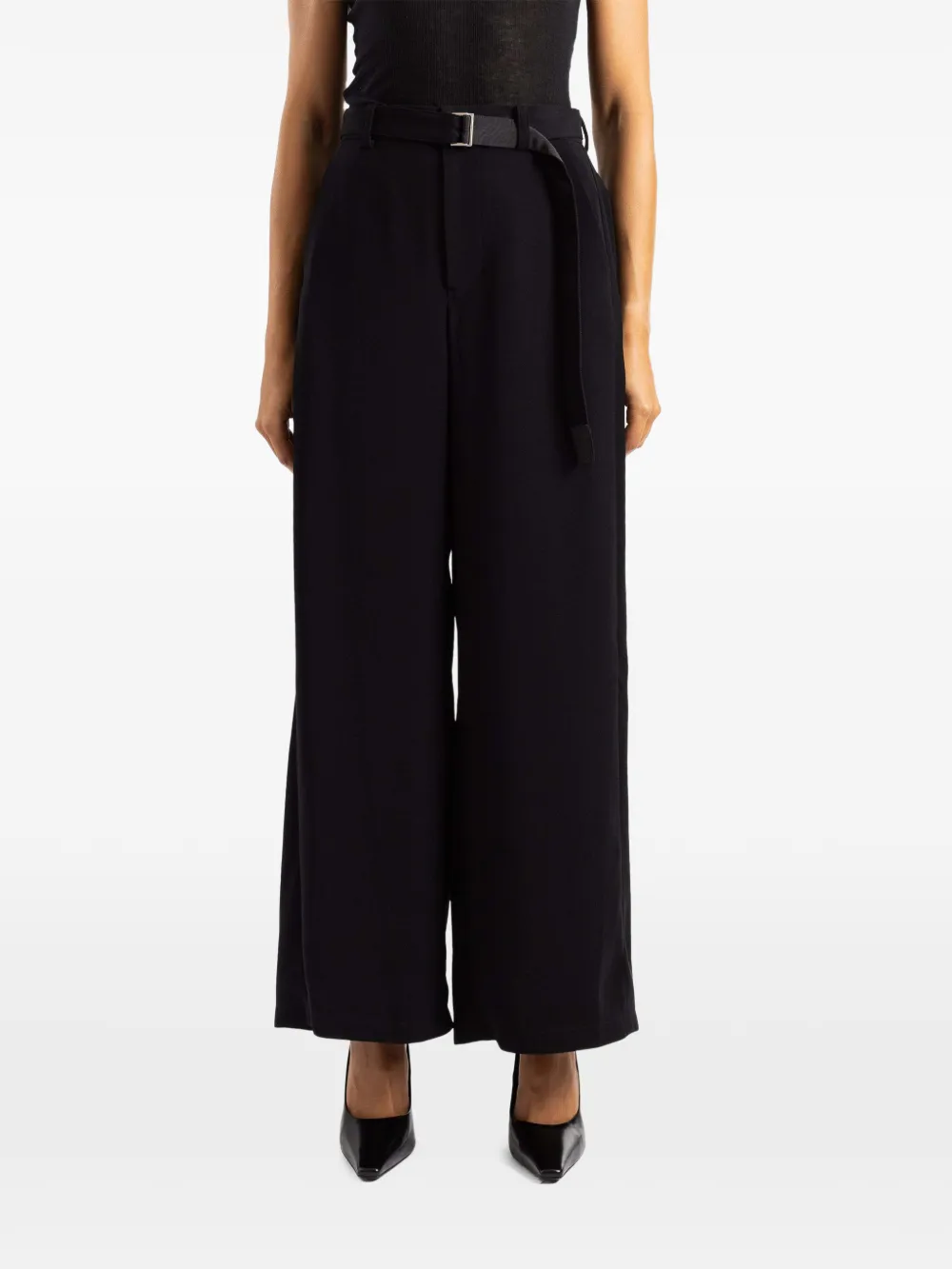 Sacai Broek met wijde pijpen Zwart