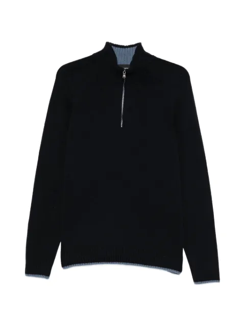 AROVESCIO half-zip ribbed-trim sweater