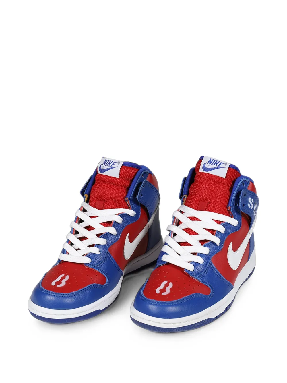 SWJP x Nike Dunk High stencil-print sneakers Rood