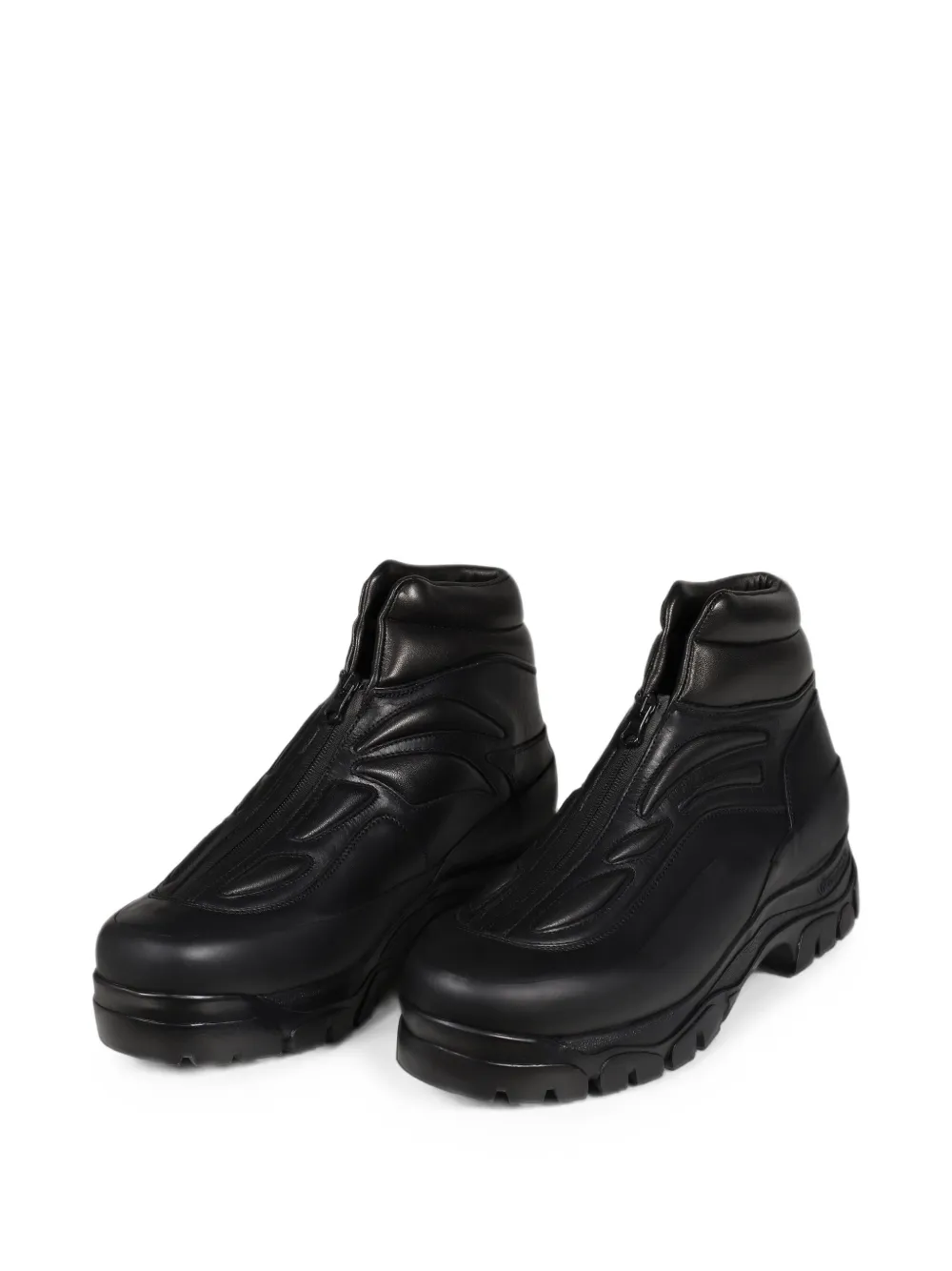 AKME front-zip panelled biker boots Zwart