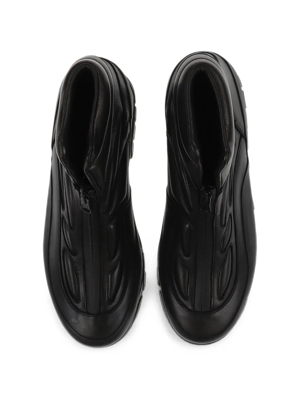 AKME front-zip panelled biker boots Zwart