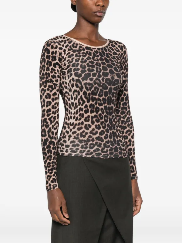 Baserange Emily leopard-print long-sleeve Top | Neutrals | FARFETCH NZ